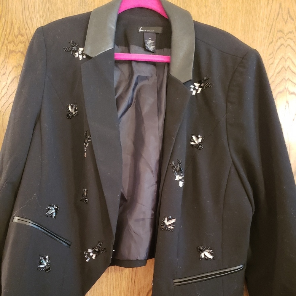Lane bryant black embellished blazer jacket